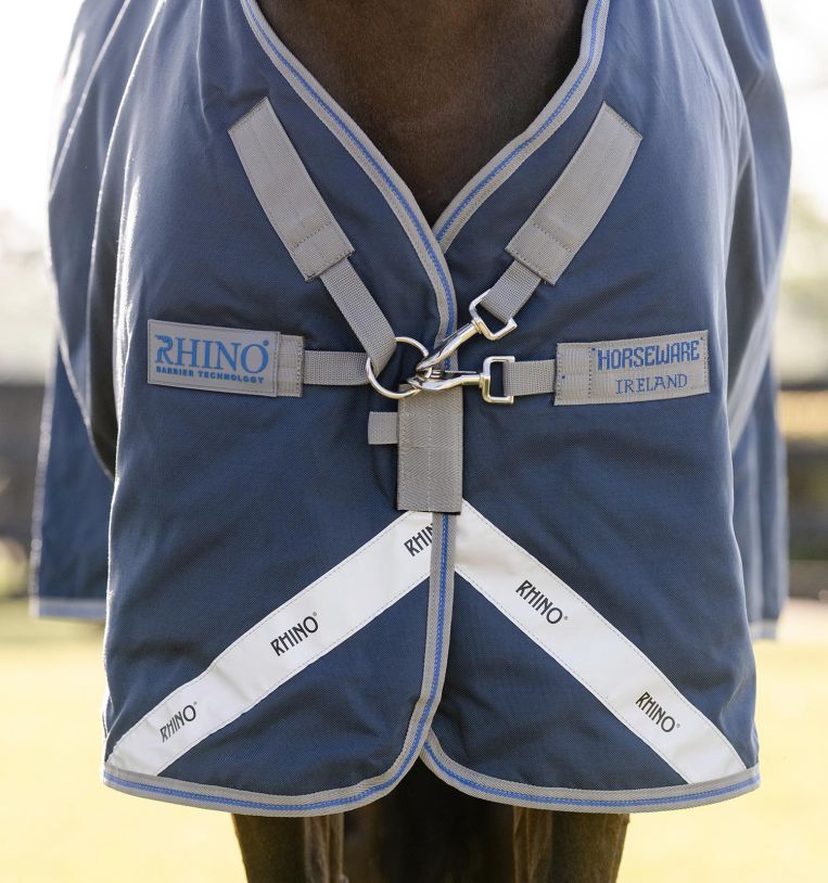 Horseware Rhino Turnout Rug 200g – Couverture Cheval Taille Large – Navy/Tan