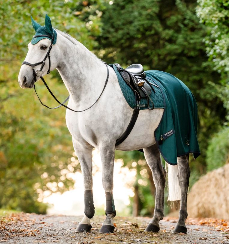Horseware Amigo Jersey Coperta Assorbente Per Cavallo - Con Incrocio, Taglia 6'9" (155/205), Colore Navy/Silver