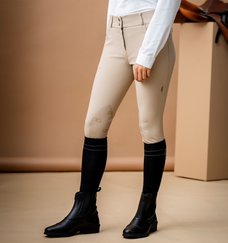Culotte D'équitation Equiline Femme – Taille IT38, Blanche, Patchs Genoux